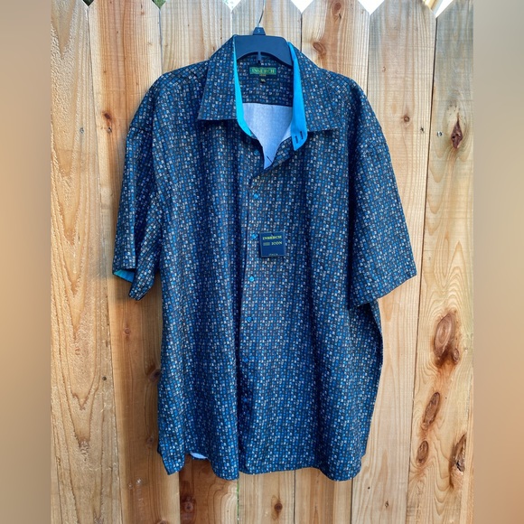 Inserch Other - INSERCH Men's Big and Tall Patterned Short Sleeve Button Down Shirt,Blk,Size 5XL